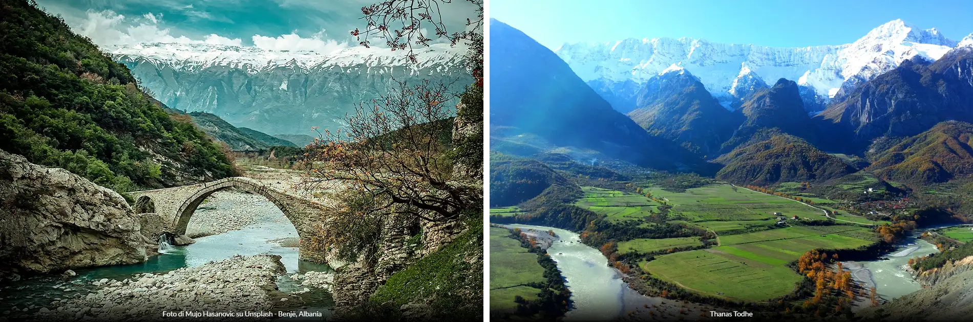 Ponte romano e vista del fiume Vjosa - Albania